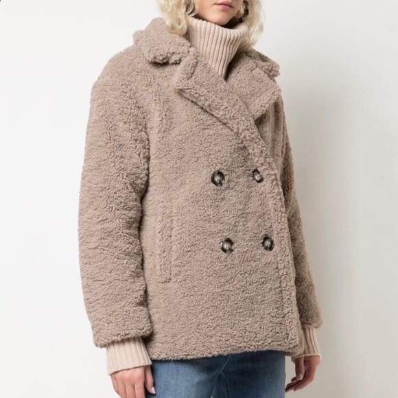 Apparis Faux Fur Teddy Double Breasted Coat Jacket - Picture 2 of 9